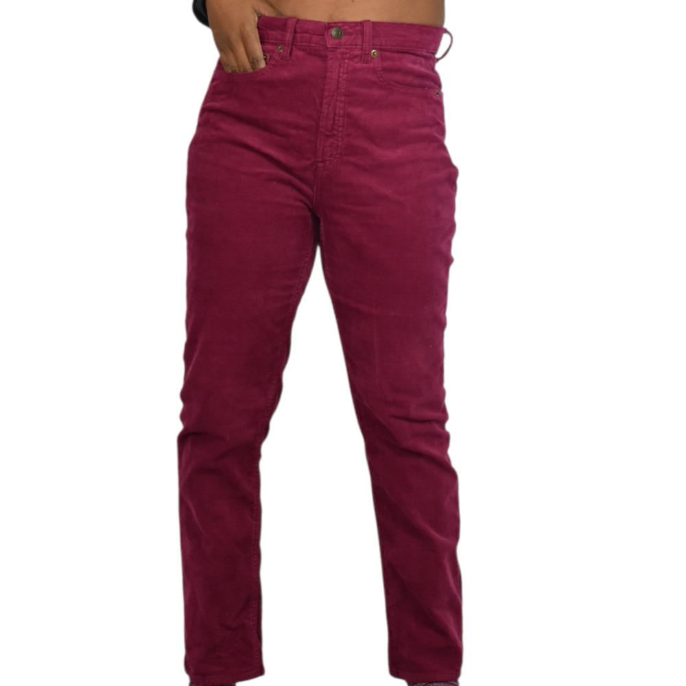 Gap Cigarette High Rise Corduroy Pant Red Burgundy Maroon Straight Ankle 29 8